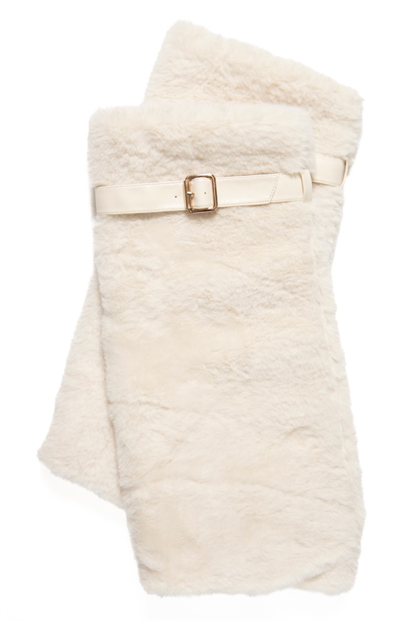 R&E ベルト付きフェイクファーレッグカバー(アイボリー-FREE)