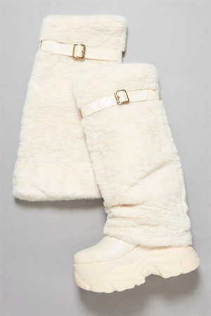 R&E ベルト付きフェイクファーレッグカバー