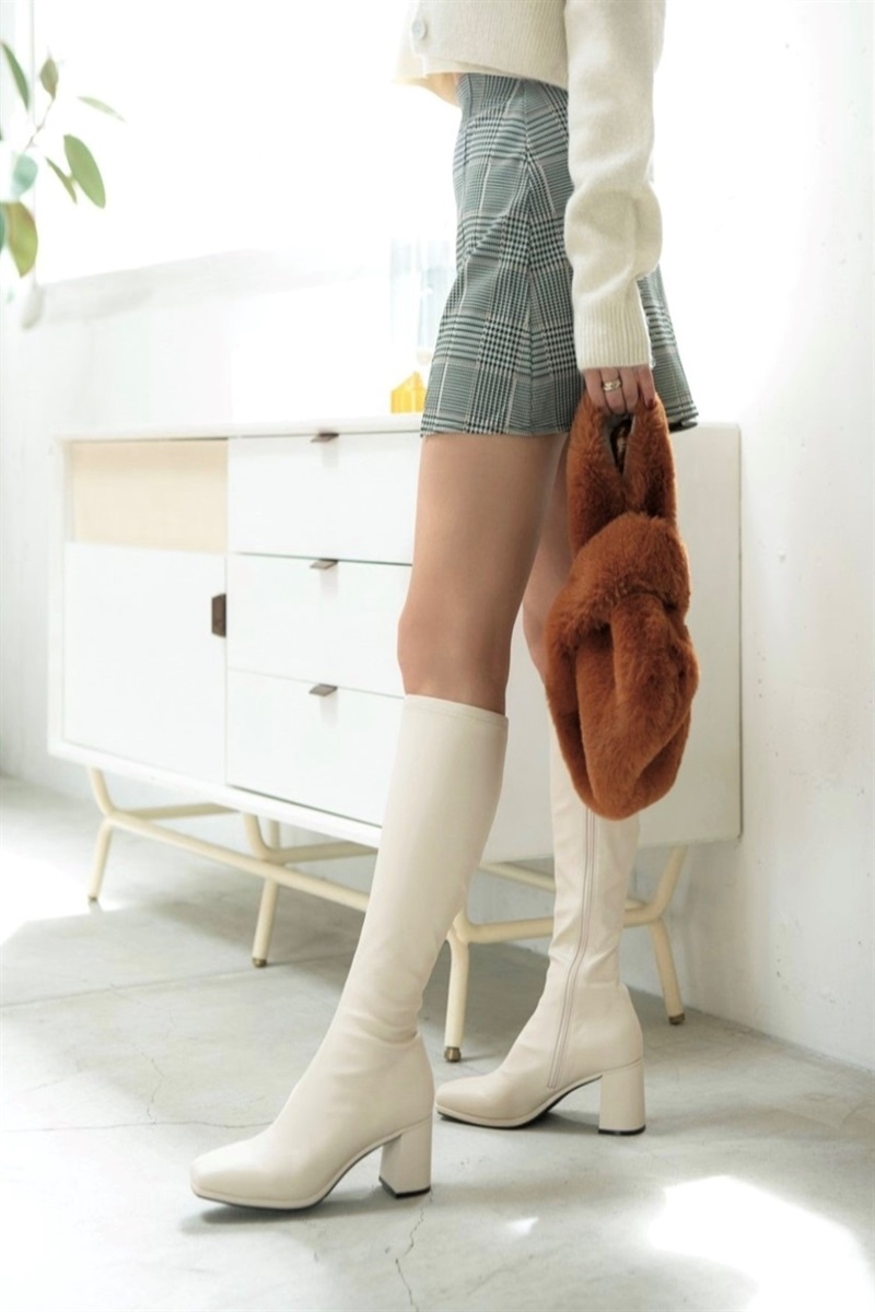 REZOY センターシームスクエアトゥストレッチロングブーツ