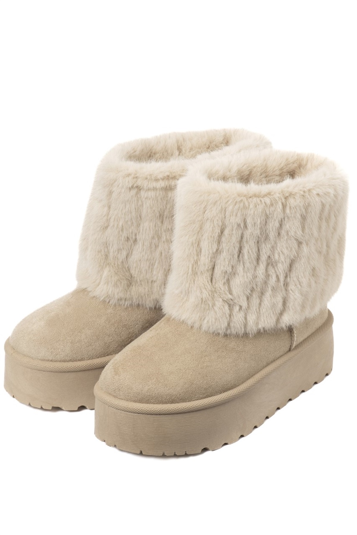 wee willie フェイクファー厚底ムートンブーツ(ベージュ-S)