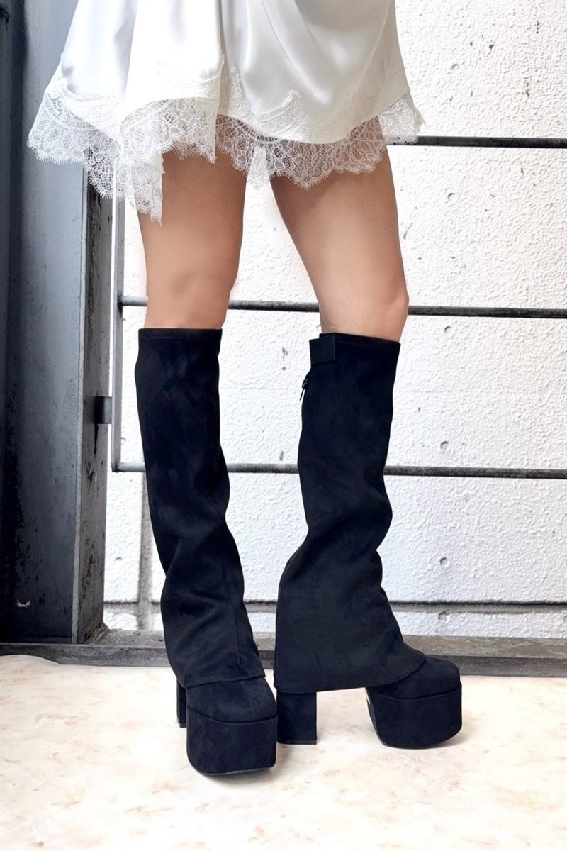 R&E ＜カバー取り外し可能！＞厚底チャンキーヒールカバーブーツ