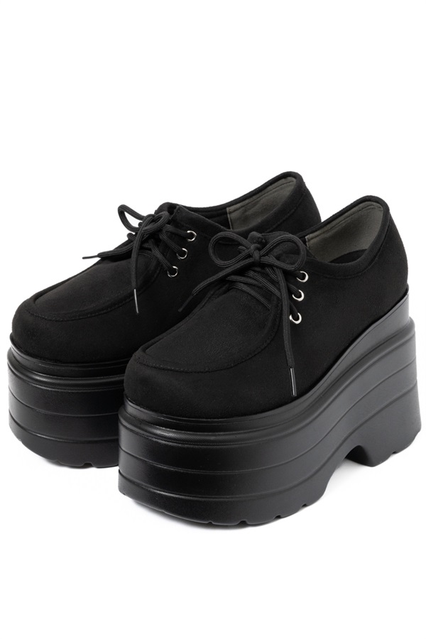 R&E ボリュームソールモカシンシューズ(ブラックスエード-S)