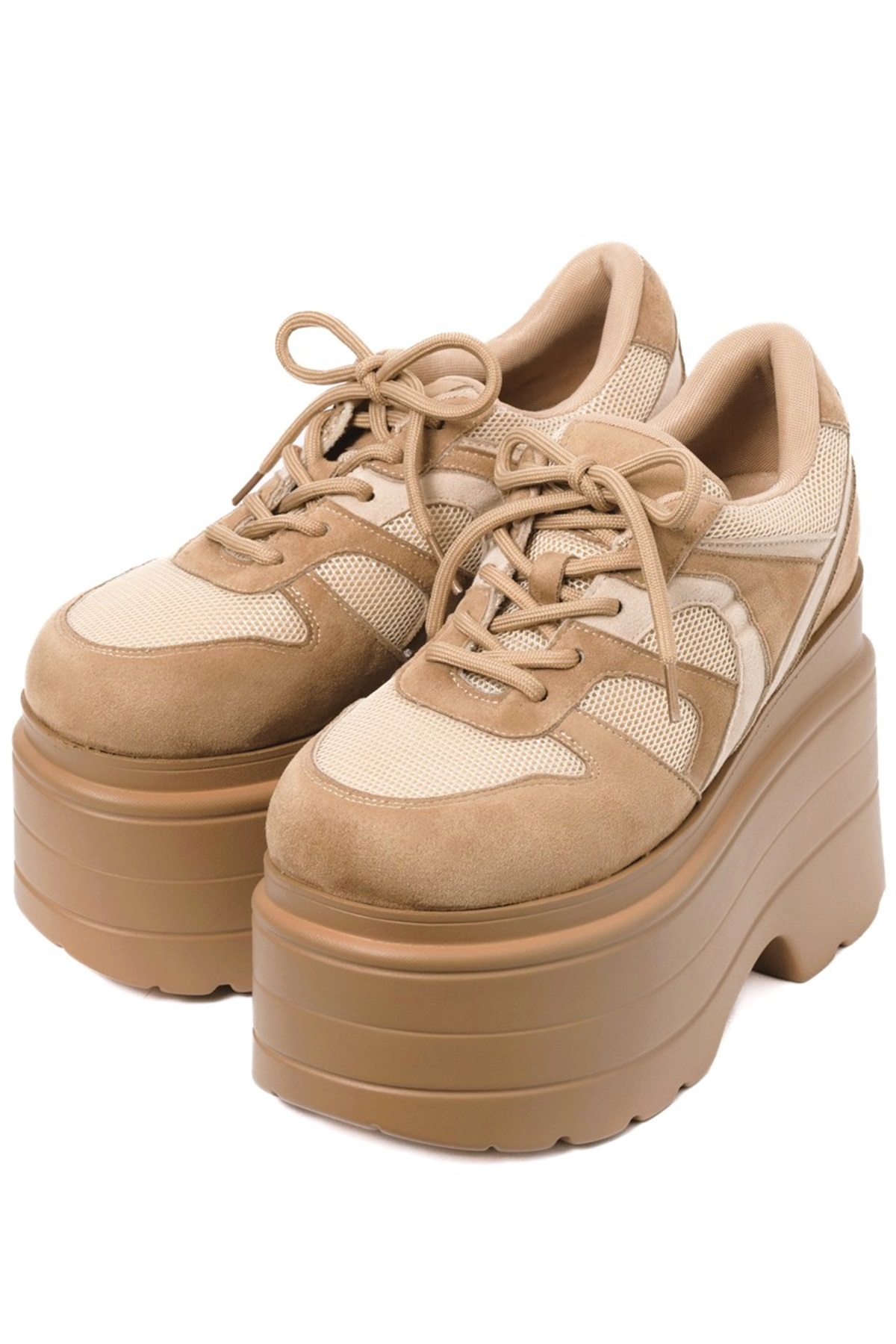 R&E ボリュームソールメッシュコンビスニーカー(ベージュコンビ-S)