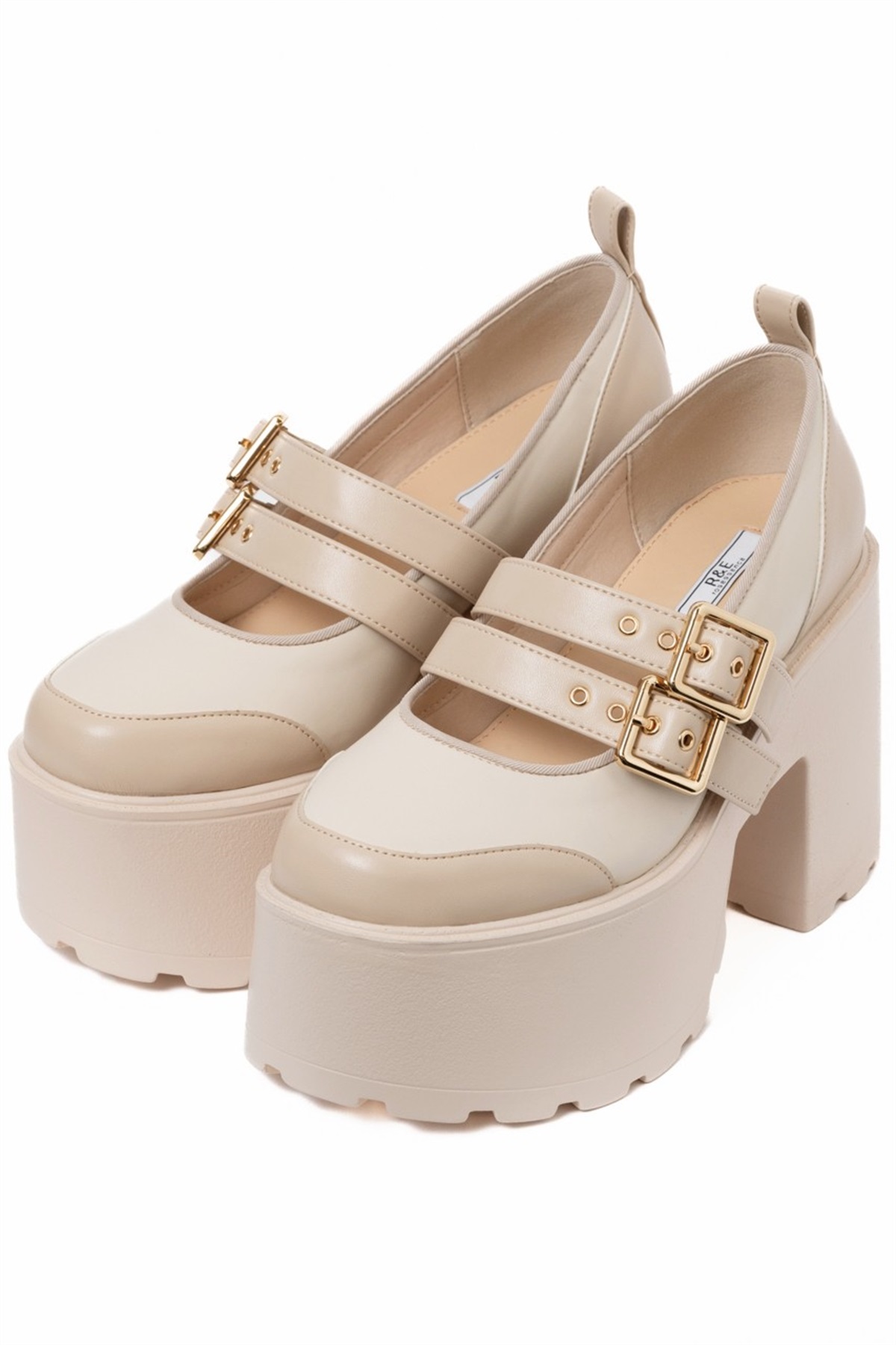 R&E Wストラップモールドソールシューズ(アイボリーコンビ-S)