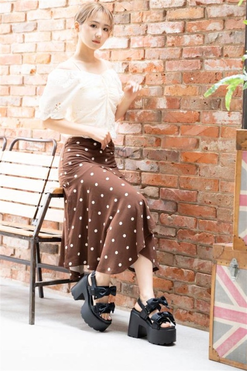 R&E ＜2way仕様＞W/BIGリボンベルト厚底モールドソールサンダル