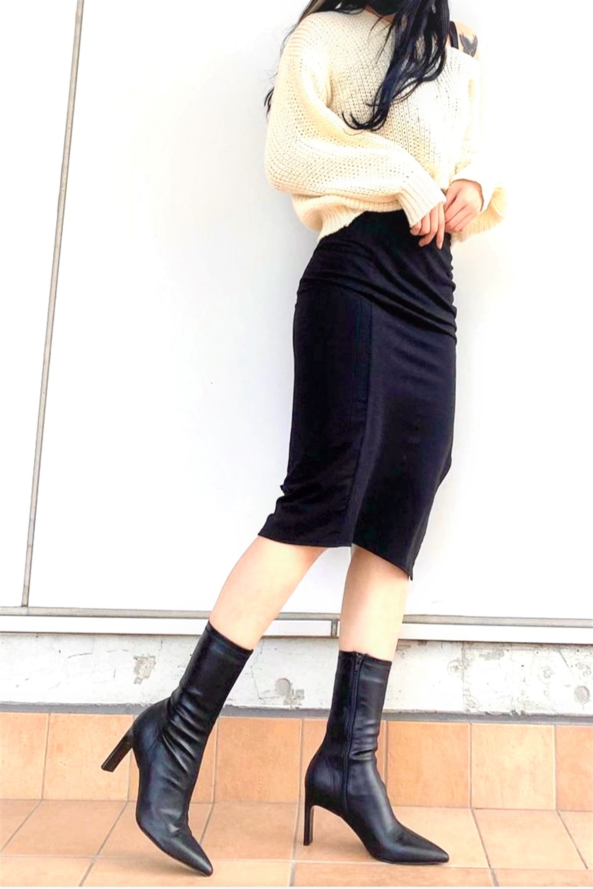 Rezoy スティックヒールミドルストレッチブーツ R E Rezoy Official Store