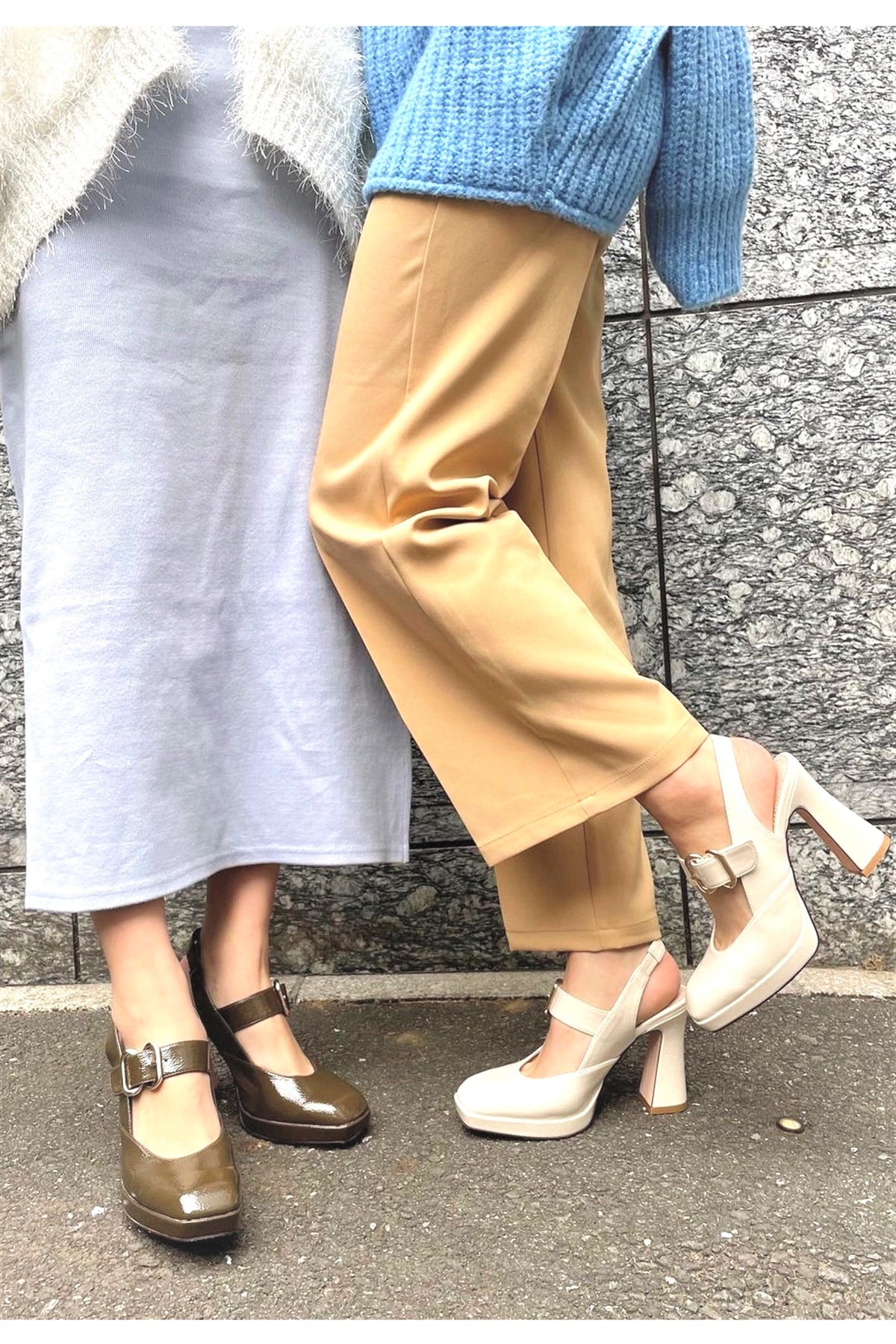 R&E チャンキーヒールベルテッドエナメルパンプス｜R&E REZOY OFFICIAL 